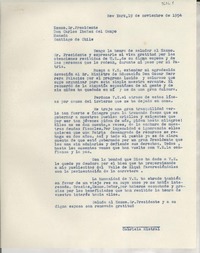[Carta] 1954 nov. 19, New York, [EE.UU.] [al] Excmo. Sr. Presidente Don Carlos Ibáñez del Campo, La Moneda, Santiago, Chile