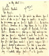[Carta] 1947 abr. 7, La Paz [a] Gabriela Mistral