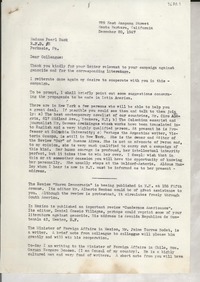 [Carta] 1947 Dec. 20, Santa Bárbara, California [a] Pearl Buck, Perkasie, [Pennsylvania]