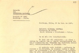 [Carta] 1947 nov. 25, Santiago, Chile [a] Gabriela Mistral, Santa Bárbara, California, U.S.A