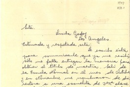 [Carta] [1947] [a] Lucila Godoy, Los Ángeles