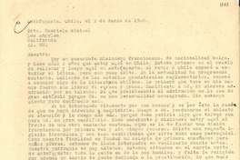 [Carta] 1948 mar. 3, Antofagasta, Chile [a] Gabriela Mistral, Los Angeles, California, EE.UU.