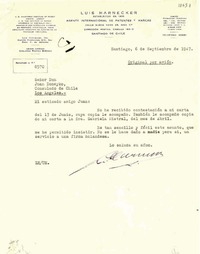 [Carta] 1947 sep. 6, Santiago, [Chile] [a] Juan Domeyko, Los Angeles, [EEUU]