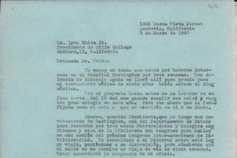 [Carta] 1947 mar. 3, Monrovia, California, [Estados Unidos] [a] Lynn White JR., Oakland, California
