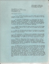 [Carta] 1947 mar. 3, Monrovia, California [a] Luther H. Evans, Washington D. C