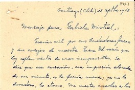 [Carta] 1948 sept. 28, Santiago, Chile [a] Gabriela Mistral