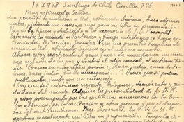 [Carta] 1948 oct. 14, Santiago, Chile [a] Gabriela Mistral