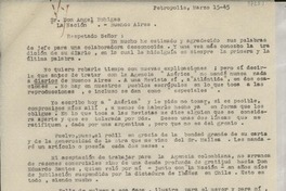 [Carta] 1945 mar. 15, Petrópolis, [Brasil] [a] Ángel Bohigas, Buenos Aires