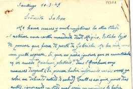 [Carta] 1949 mar. 10, Santiago [a] Señorita Saleva