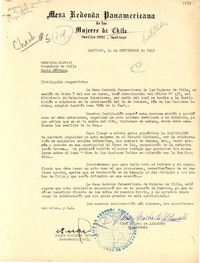 [Carta] 1949 sept. 14, Santiago, [Chile] [a] Gabriela Mistral, Consulado de Chile, Santa Bárbara, [EE.UU.]