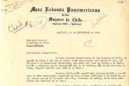 [Carta] 1949 sept. 14, Santiago, [Chile] [a] Gabriela Mistral, Consulado de Chile, Santa Bárbara, [EE.UU.]