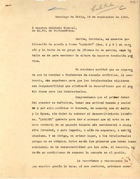 [Carta] 1949 sept. 16, Santiago, Chile [a] Gabriela Mistral, EE.UU.