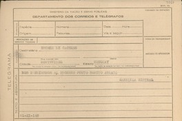 [Telegrama] 1945 nov. 21, [Brasil] [a] Esther de Cáceres, Montevideo, Uruguay