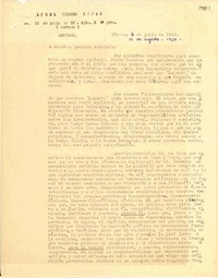 [Carta] 1950 jul. 6, Santiago, [Chile] [a] Gabriela [Mistral]