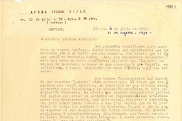 [Carta] 1950 jul. 6, Santiago, [Chile] [a] Gabriela [Mistral]