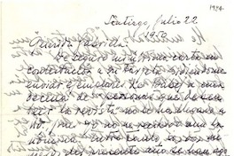 [Carta] 1950 jul. 22, Santiago [a] Gabriela Mistral