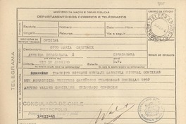 [Telegrama] 1945 dic. 1, Petrópolis [a] Otto María Carpeaux, Río de Janeiro