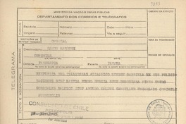 [Telegrama] 1945 nov. 30, Petrópolis, Brasil [a] Ramón Marquez, Paranagua, [Brasil]