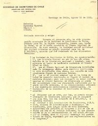 [Carta] 1951 ago. 16, Santiago, Chile [a] Gabriela Mistral, Nápoles, Italia