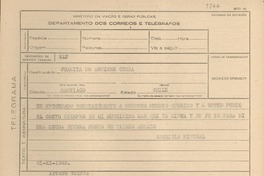 [Telegrama] 1945 nov. 21, [Brasil] [a] Juanita de Aguirre Cerda, Santiago, Chile