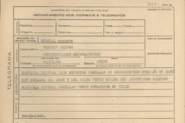 [Telegrama] 1945 nov. 20, [Brasil] [a] Claudio Aliaga, Santiago, Chile
