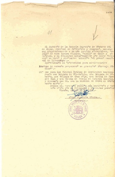 [Carta] 1951 ago. 21, Vicuña, [Chile] [a] Gabriela Mistral