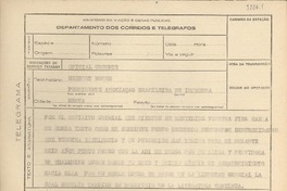 [Telegrama] 1945 nov. 19, [Brasil] [a] Herbert Moses, Río de Janeiro