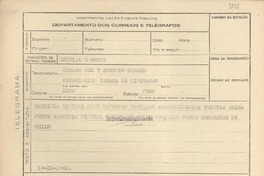 [Telegrama] 1945 nov. 19, [Brasil] [a] Carlos Cox y Augusto Durand, Lima, Perú