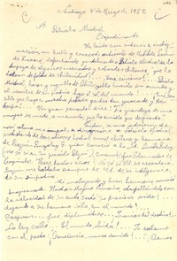 [Carta] 1952 mar. 8, Santiago [a] Gabriela Mistral