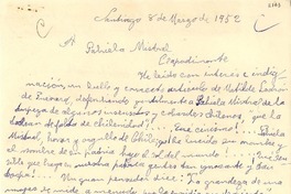 [Carta] 1952 mar. 8, Santiago [a] Gabriela Mistral