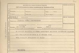 [Telegrama] 1945 dic. 3, [Brasil] [a la] Escuela de Niñas Montegrande, La Serena, Chile