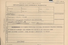 [Telegrama] 1945 dic. 10, [Brasil] [a] Celso Kelly, Río de Janeiro