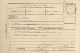 [Telegrama] 1945 nov. 30, Petrópolis [a] T. Pérez Rubio, Río de Janeiro