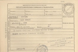 [Telegrama] 1945 dic. 13, Petrópolis [a] Mary Rumley, Río de Janeiro