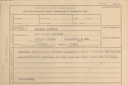 [Telegrama] 1945 nov. 23, [Brasil] [a] José María Souviron, Santiago, Chile