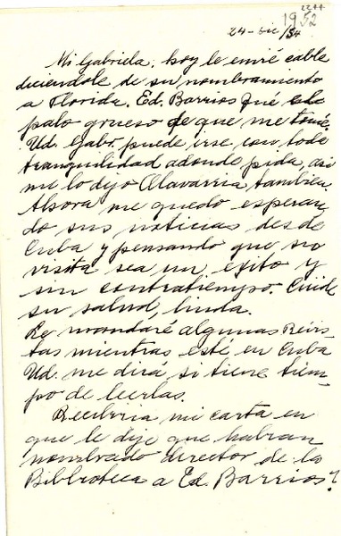 [Carta] 1952 dic. 24, Santiago [a] Gabriela Mistral