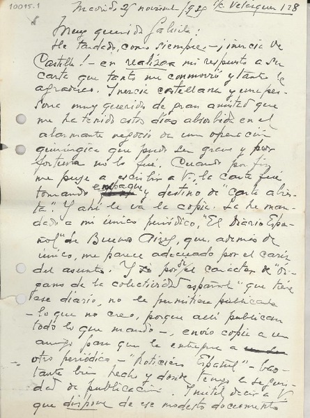 [Carta] 1935 nov. 25, Madrid, [España] [a] Gabriela Mistral
