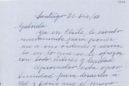 [Carta] 1953 dic. 31, Santiago, Chile [a] Gabriela Mistral