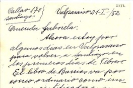 [Carta] 1952 ene. 21, Valparaíso, [Chile] [a] Gabriela Mistral