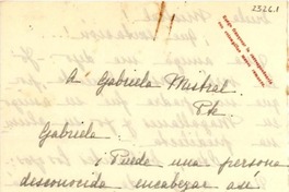 [Carta] [1954?], Santiago, [Chile] [a] Gabriela Mistral