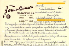 [Carta] 1954 mar. 15, Santiago, Chile [a] Gabriela Mistral, Nueva York
