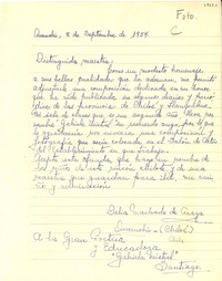 [Carta] 1954 sept. 8, Quemchi, [Chiloé, Chile] [a] Gabriela Mistral, [Santiago, Chile]