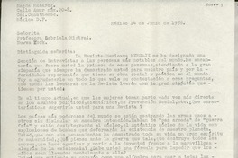 [Carta] 1956 jun. 14, México D. F. [a] Gabriela Mistral, Nueva York