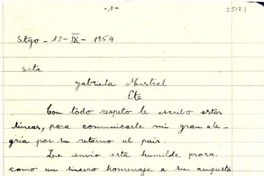 [Carta] 1954 sept. 13, Santiago, [Chile] [a] Gabriela Mistral