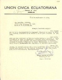 [Carta] 1954 sept. 12, Santiago [a] Gabriela Mistral, Santiago