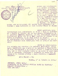 [Carta] 1954 oct. 1, Vicuña [a] Doris Dana, Viña del Mar