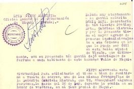 [Carta] 1954 oct. 1, Vicuña [a] Doris Dana, Viña del Mar