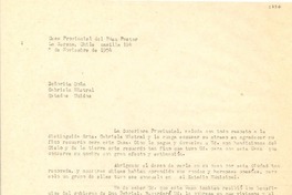 [Carta] 1954 nov. 5, Casa Provincial del Buen Pastor, La Serena, Chile [a] Gabriela Mistral, Estados Unidos