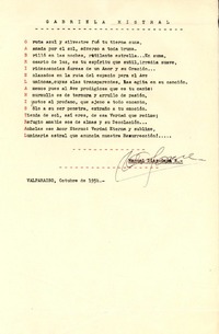 [Carta] 1954 oct, Valparaíso [a] Gabriela Mistral