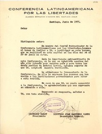 [Carta] 1955 jun., Santiago, Chile [a] Distinguido Señor